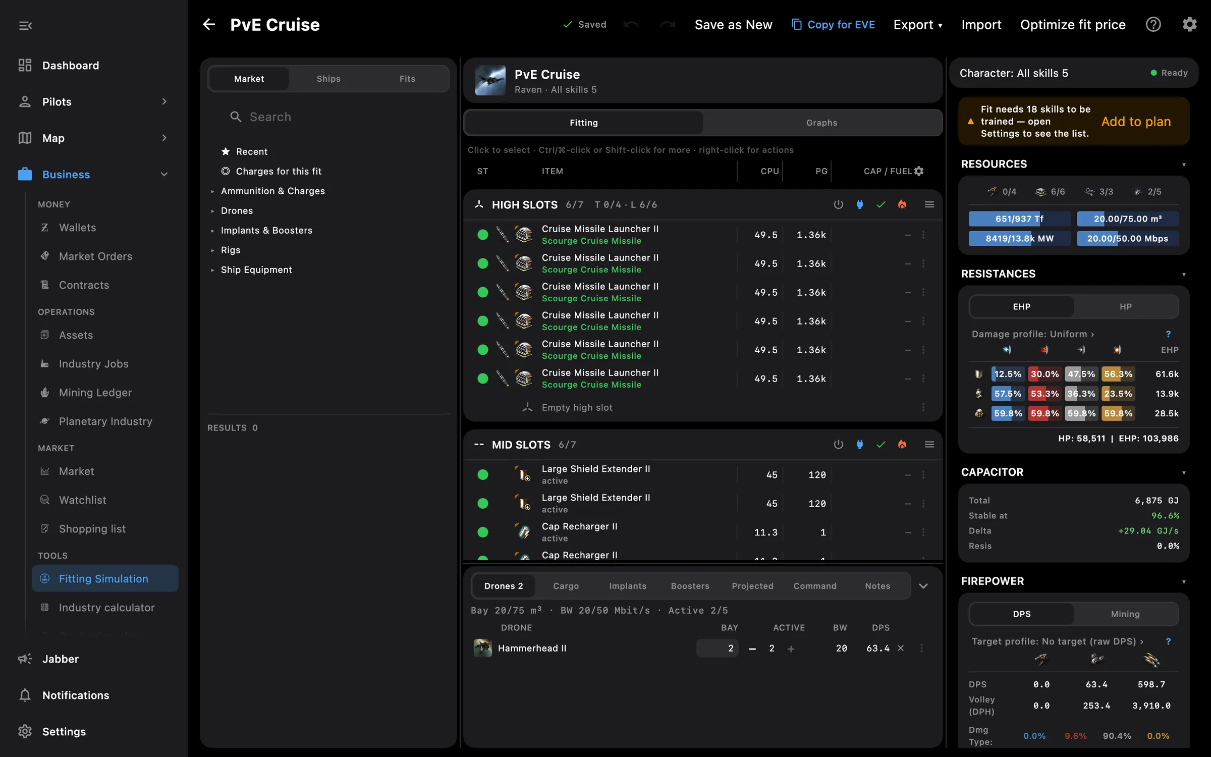 Fitting workbench on desktop: market, rack tables and stats
