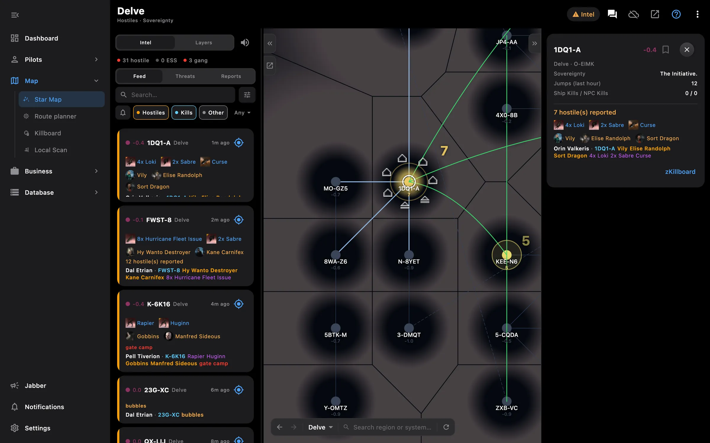 Hostile ship icons circling a system on the map