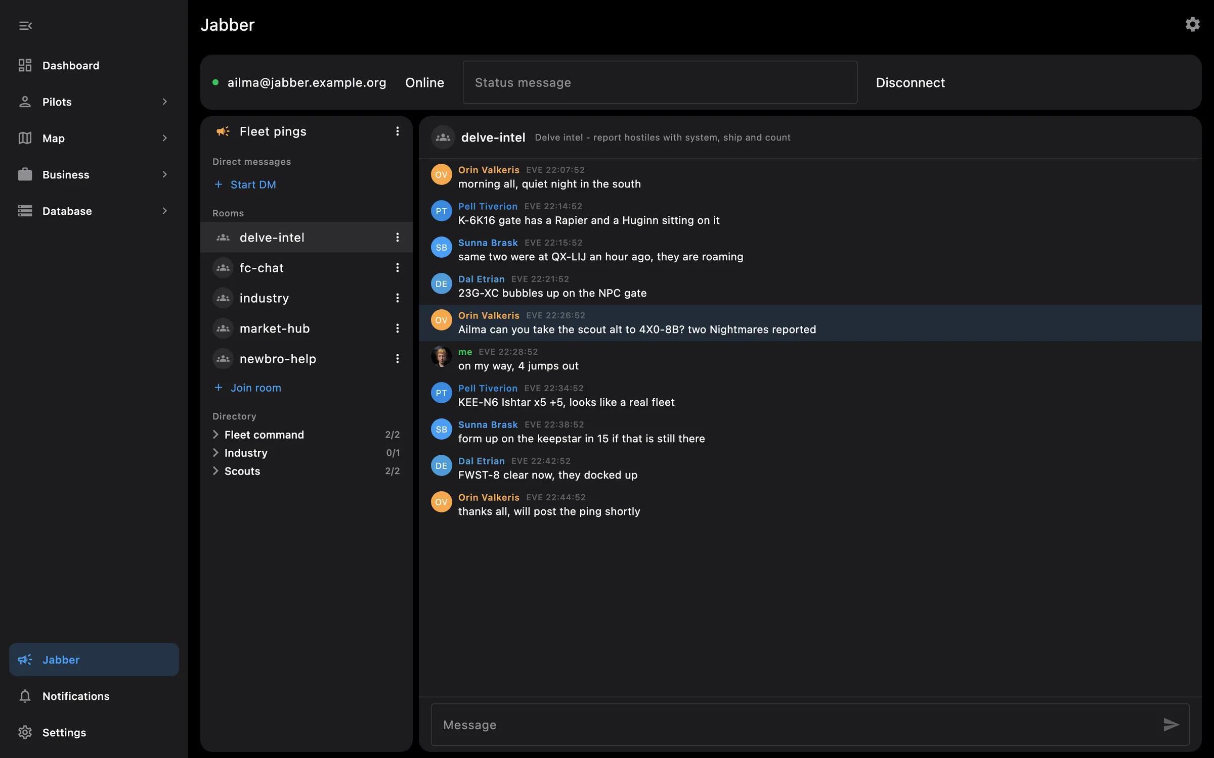 Jabber rooms and chat on desktop